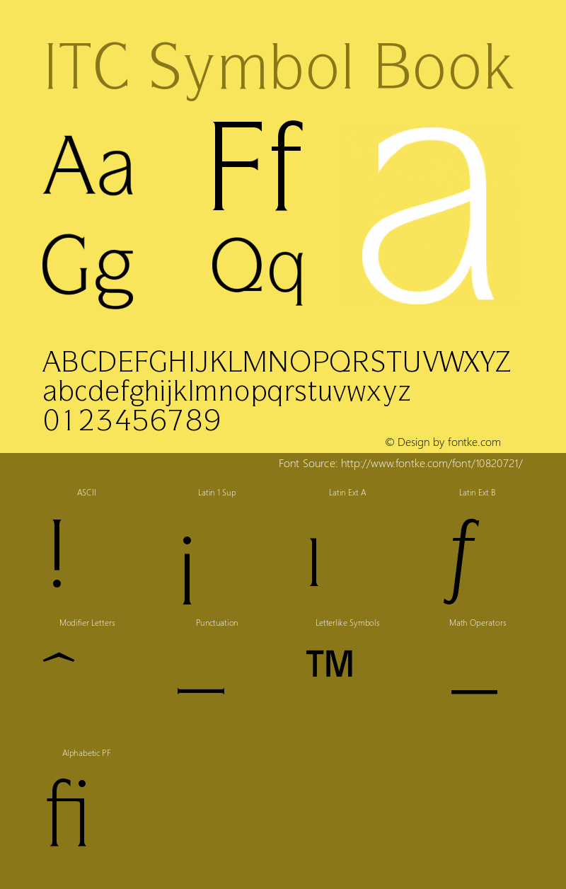 ITC Symbol Book Version 001.000 Font Sample
