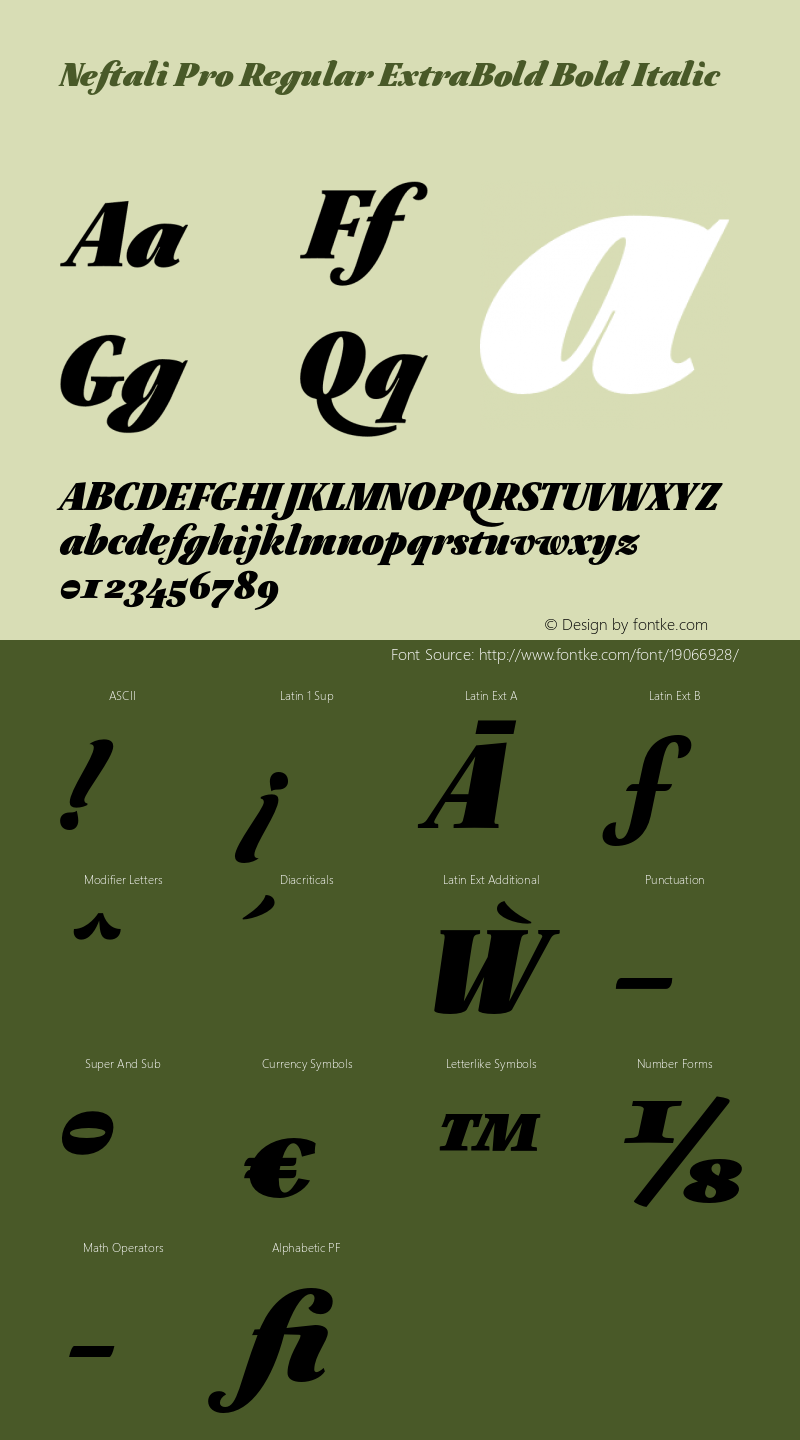 Neftali Pro Regular ExtraBold Bold Italic Version 1.000;PS 001.000;hotconv 1.0.70;makeotf.lib2.5.58329 Font Sample