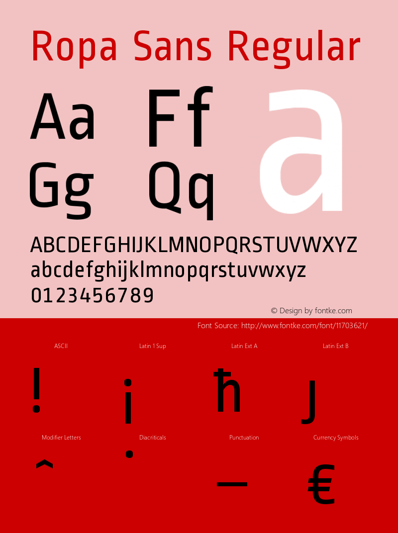 Ropa Sans Regular Version 1.002 Font Sample