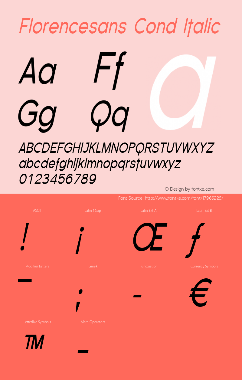 Florencesans Cond Italic 1.0 Font Sample