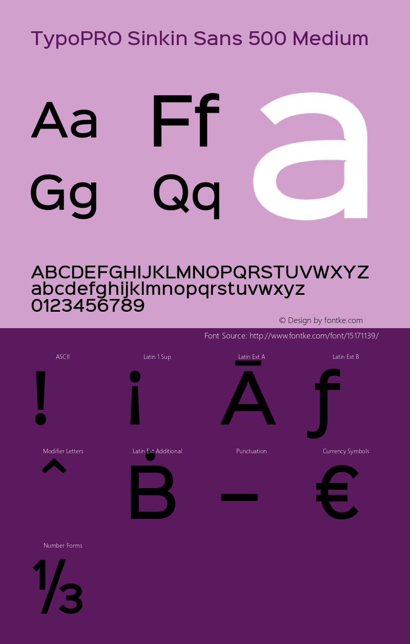 TypoPRO Sinkin Sans 500 Medium Sinkin Sans (version 1.0)  by Keith Bates   •   © 2014   www.k-type.com Font Sample