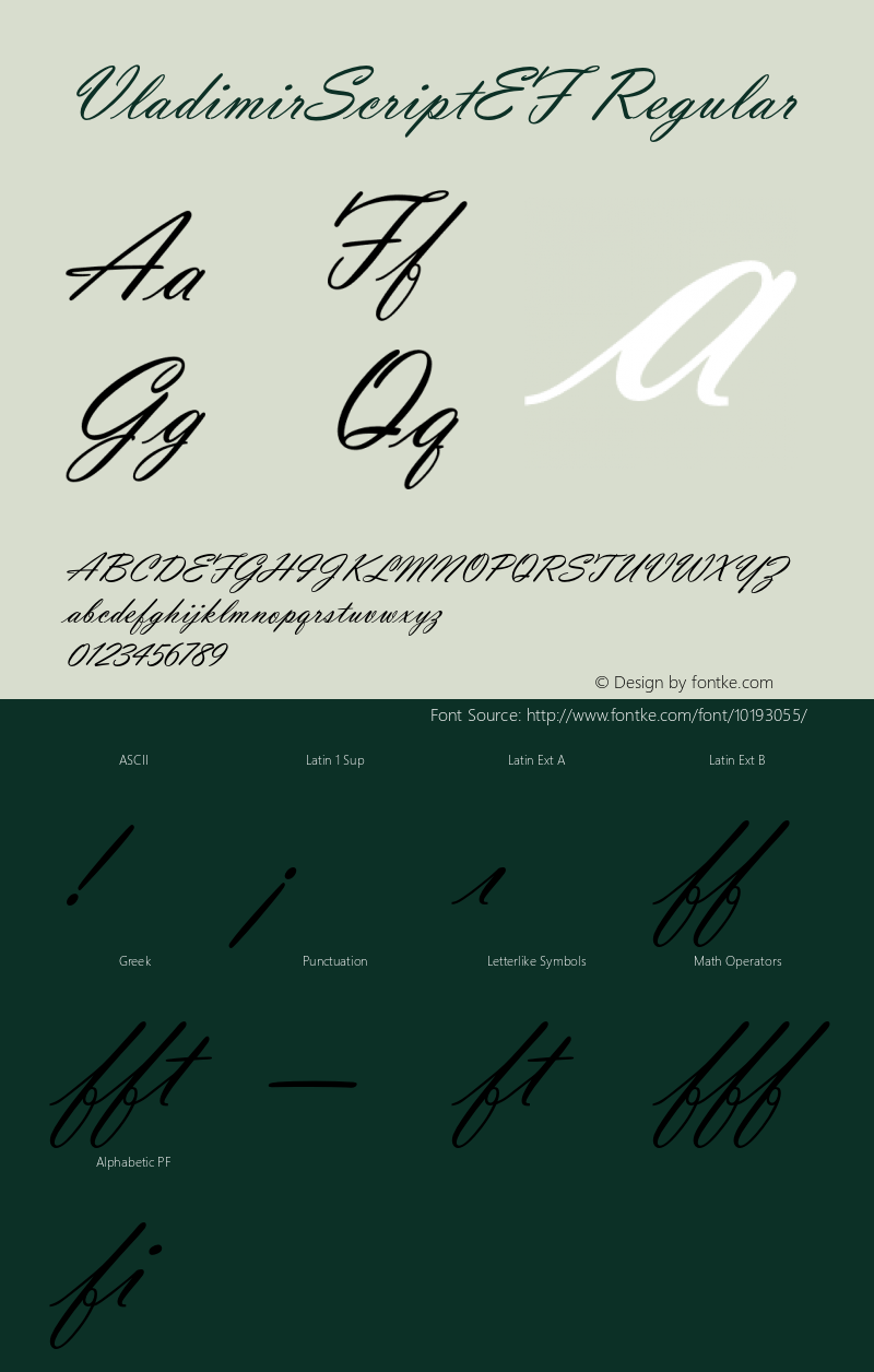 VladimirScriptEF Regular 001.000 Font Sample