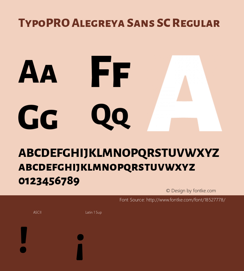 TypoPRO Alegreya Sans SC Regular Version 1.000;PS 001.000;hotconv 1.0.70;makeotf.lib2.5.58329 DEVELOPMENT Font Sample