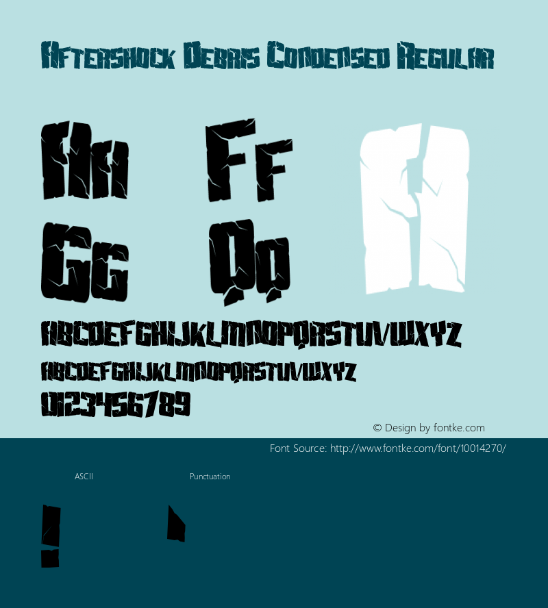 Aftershock Debris Condensed Regular Macromedia Fontographer 4.1 3/20/99 Font Sample