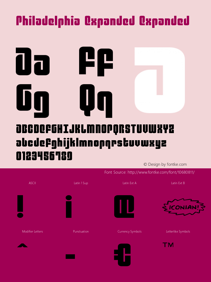 Philadelphia Expanded Expanded Version 3.0; 2015 Font Sample