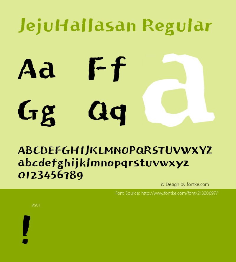 JejuHallasan Regular  Font Sample