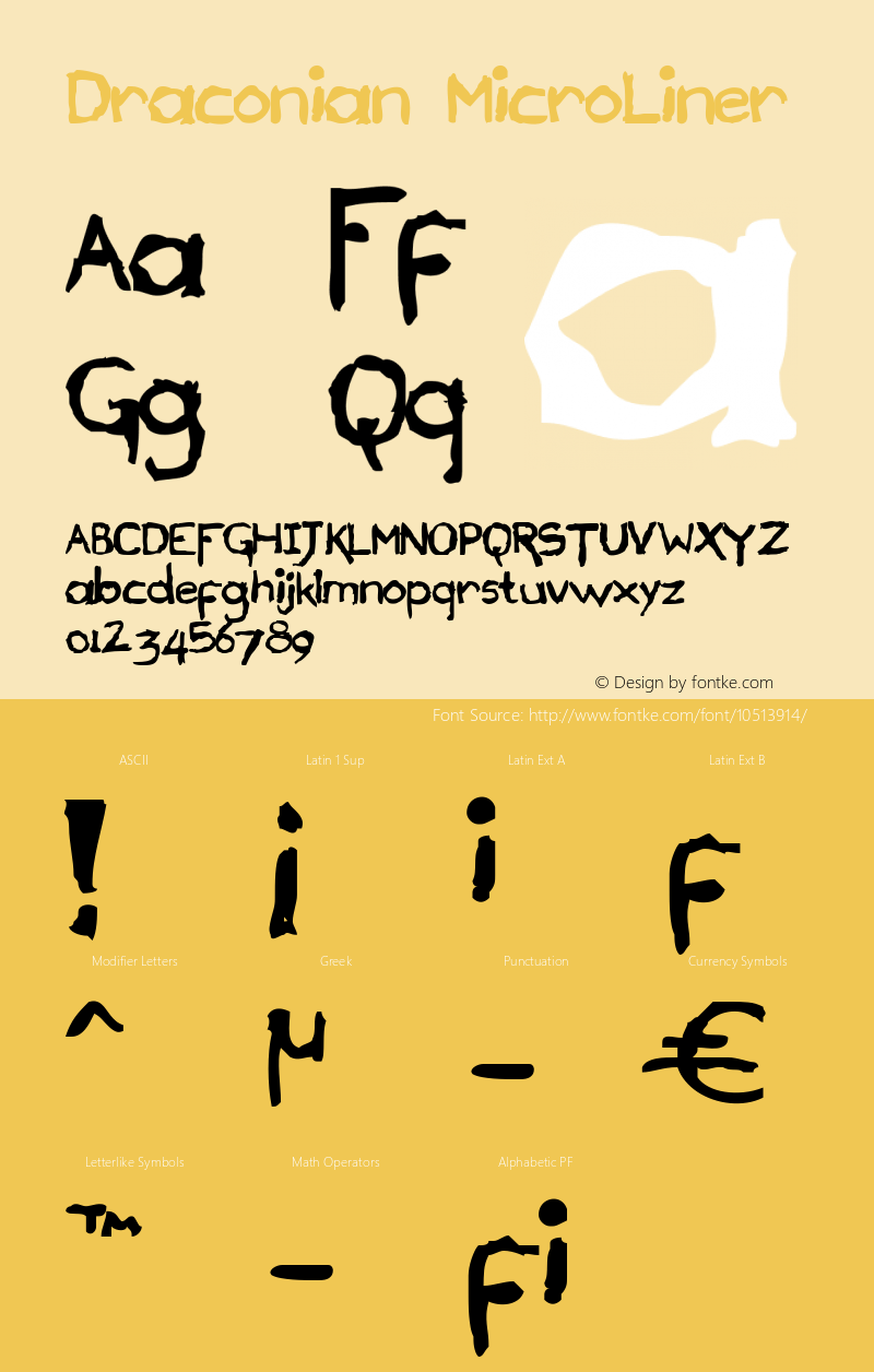 Draconian MicroLiner Version 1.000 Font Sample