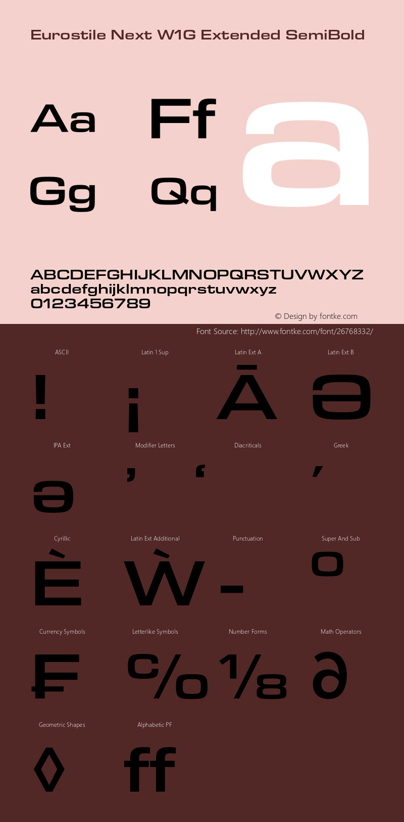 Eurostile Next W1G Ext SmBd Version 1.00 Font Sample