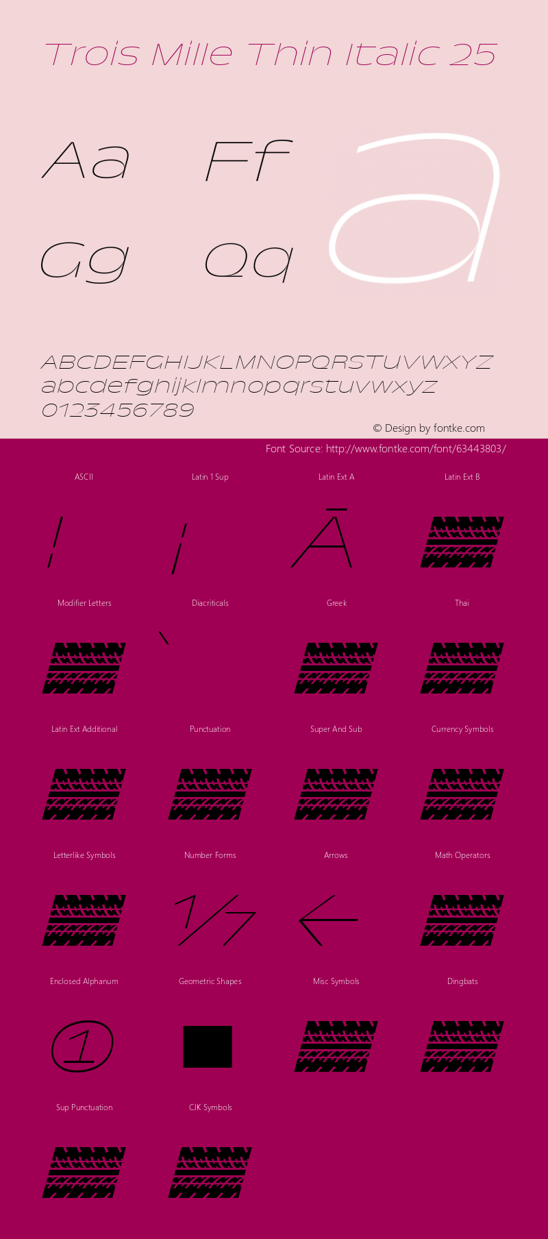 Trois Mille Thin Italic 25 Version 1.000;hotconv 1.0.109;makeotfexe 2.5.65596 Font Sample