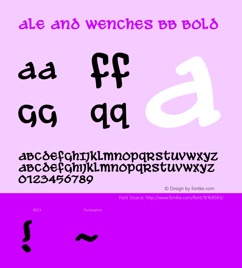 Ale and Wenches BB Bold Macromedia Fontographer 4.1 2/27/03 Font Sample