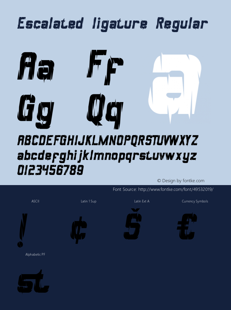 Escalatedligature Version 1.000;PS 001.001;hotconv 1.0.56 Font Sample