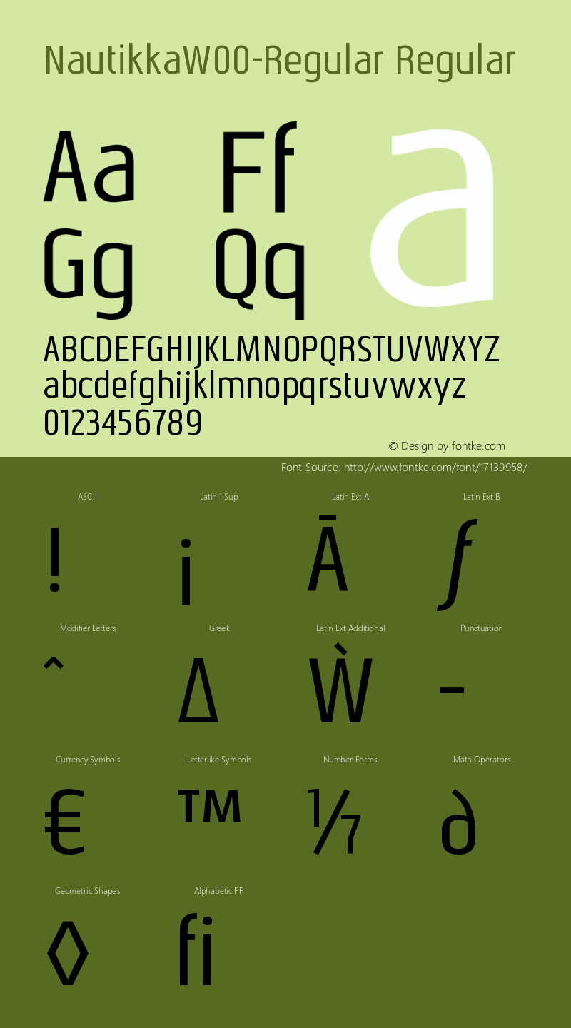 NautikkaW00-Regular Regular Version 1.00 Font Sample