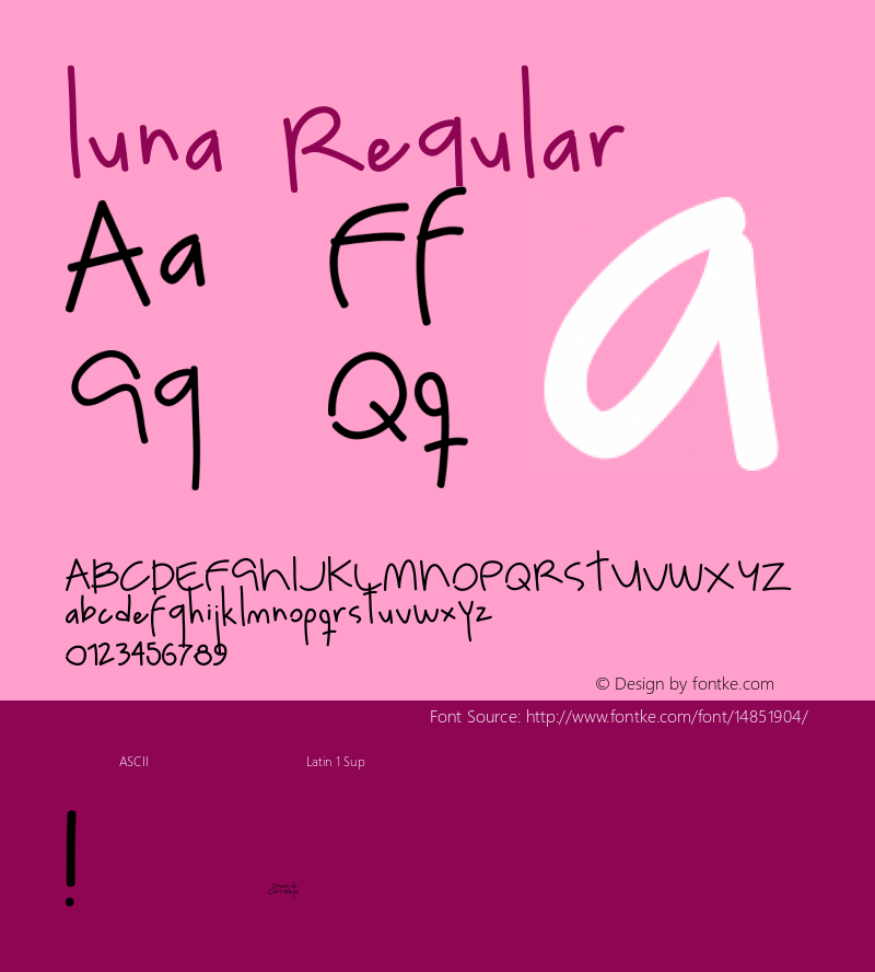 luna Regular Version 1.0 Font Sample