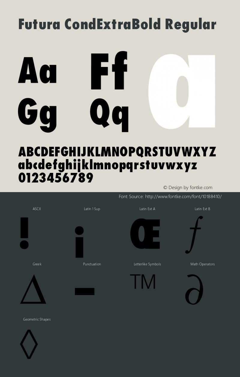 Futura CondExtraBold Regular 001.000 Font Sample