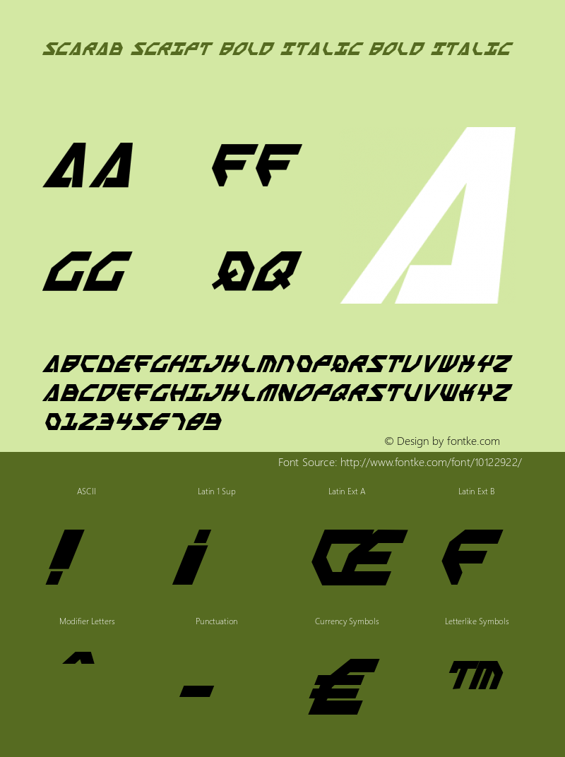 Scarab Script Bold Italic Bold Italic 2 Font Sample