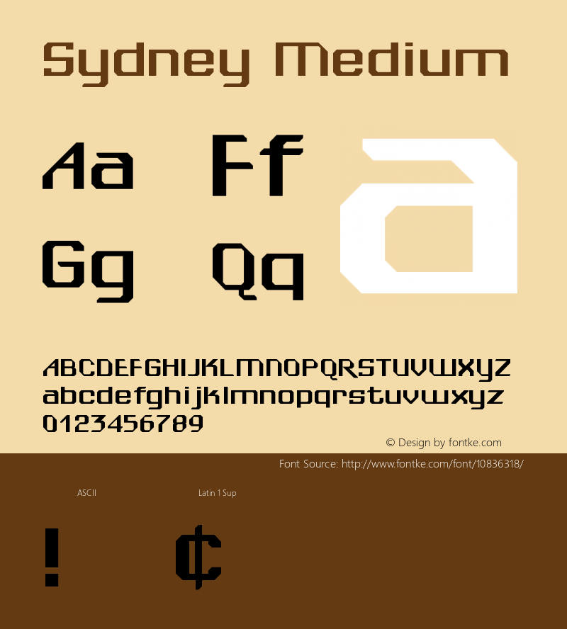 Sydney Medium Version 001.001 Font Sample