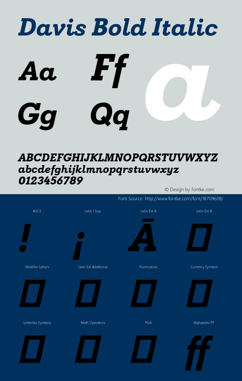 Davis Bold Italic Version 1.000 Font Sample