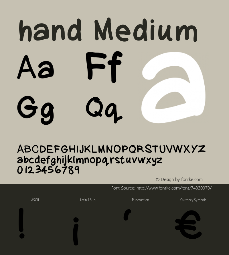 hand Version 001.000 Font Sample