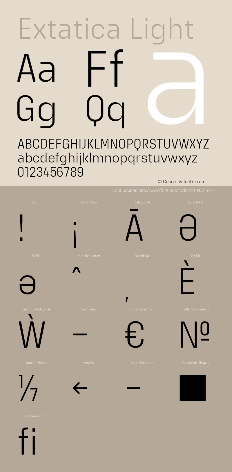 Extatica-Light Version 1.000; ttfautohint (v0.97) -l 8 -r 50 -G 200 -x 14 -f dflt -w G Font Sample