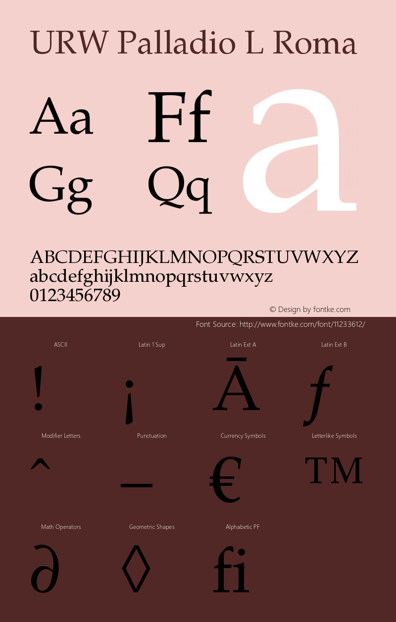 URW Palladio L Roma Version 1.05 Font Sample