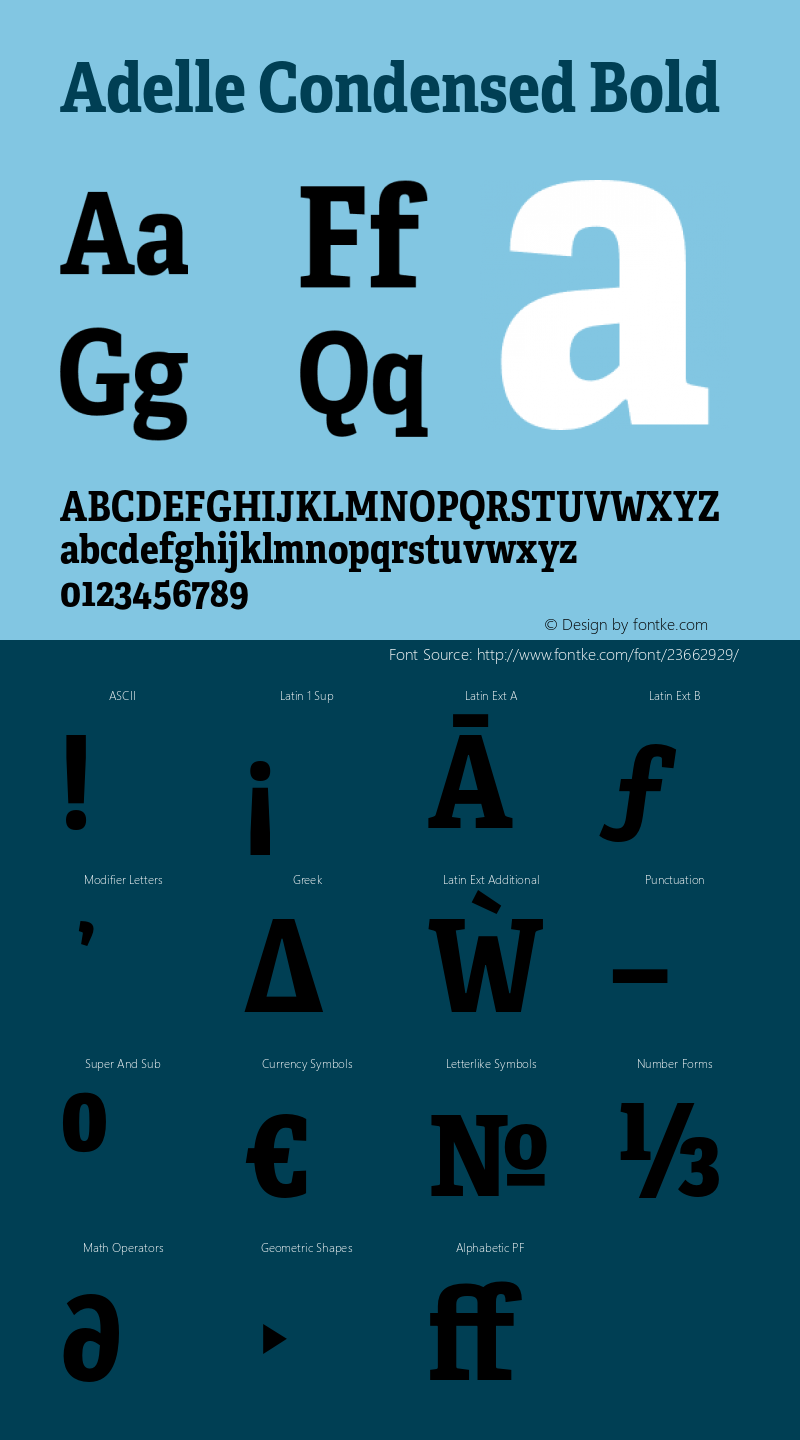 AdelleCondensed-Bold Version 2.000 Font Sample