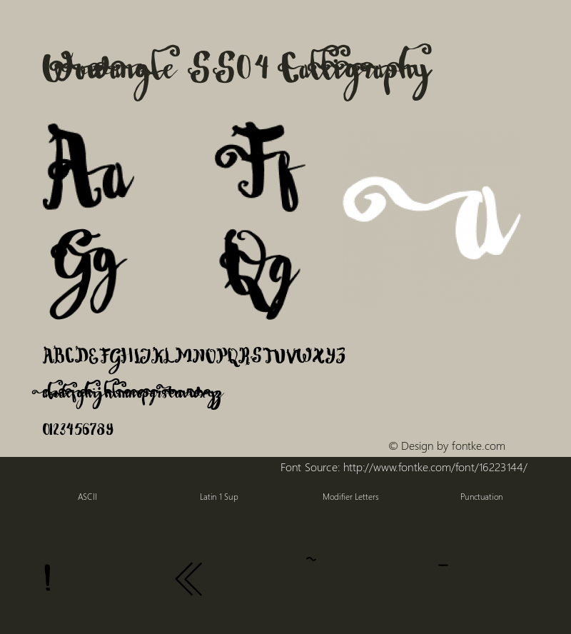 Wowangle SS04 Calligraphy 1.000 Font Sample