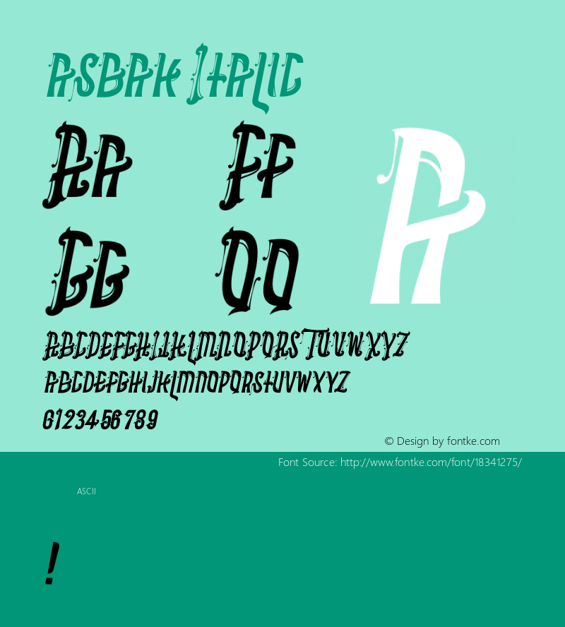 asbak Italic Version 1.000;PS 001.001;hotconv 1.0.56 Font Sample