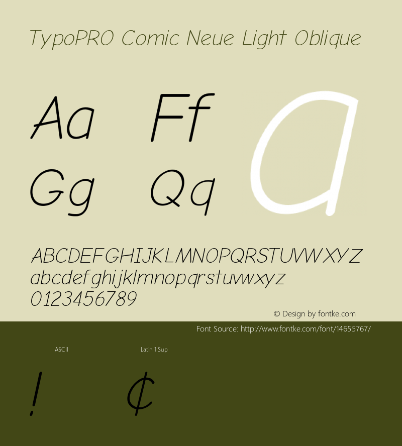 TypoPRO Comic Neue Light Oblique Version 1.000 Font Sample