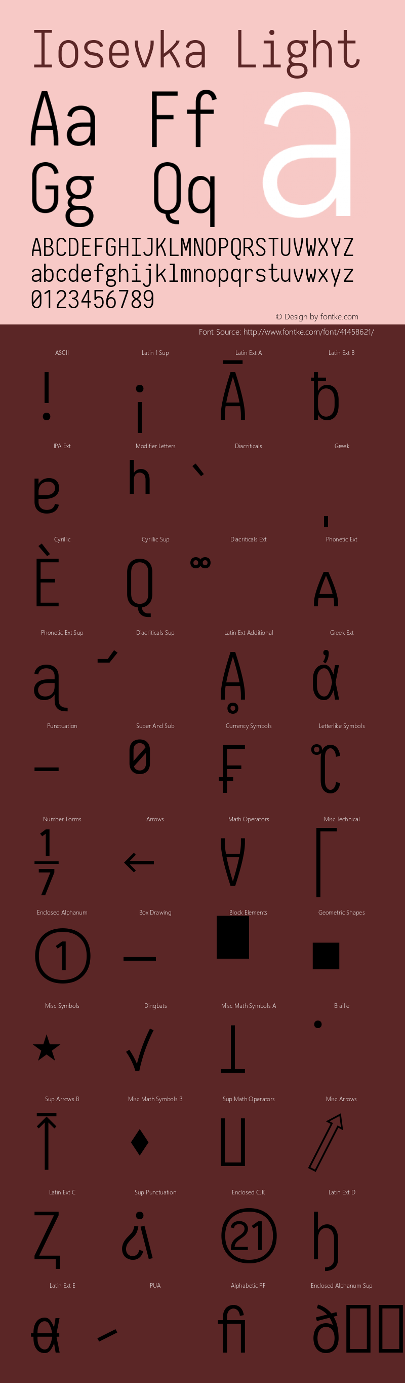 Iosevka Type Light 2.3.1; ttfautohint (v1.8.3) Font Sample