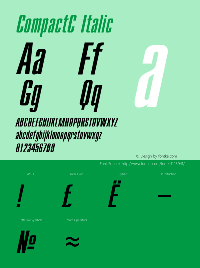 CompactC Italic Version 001.000 Font Sample