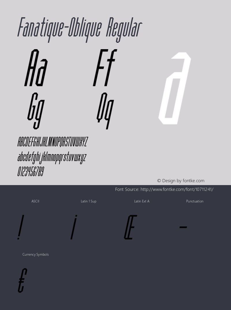 Fanatique-Oblique Regular None Font Sample