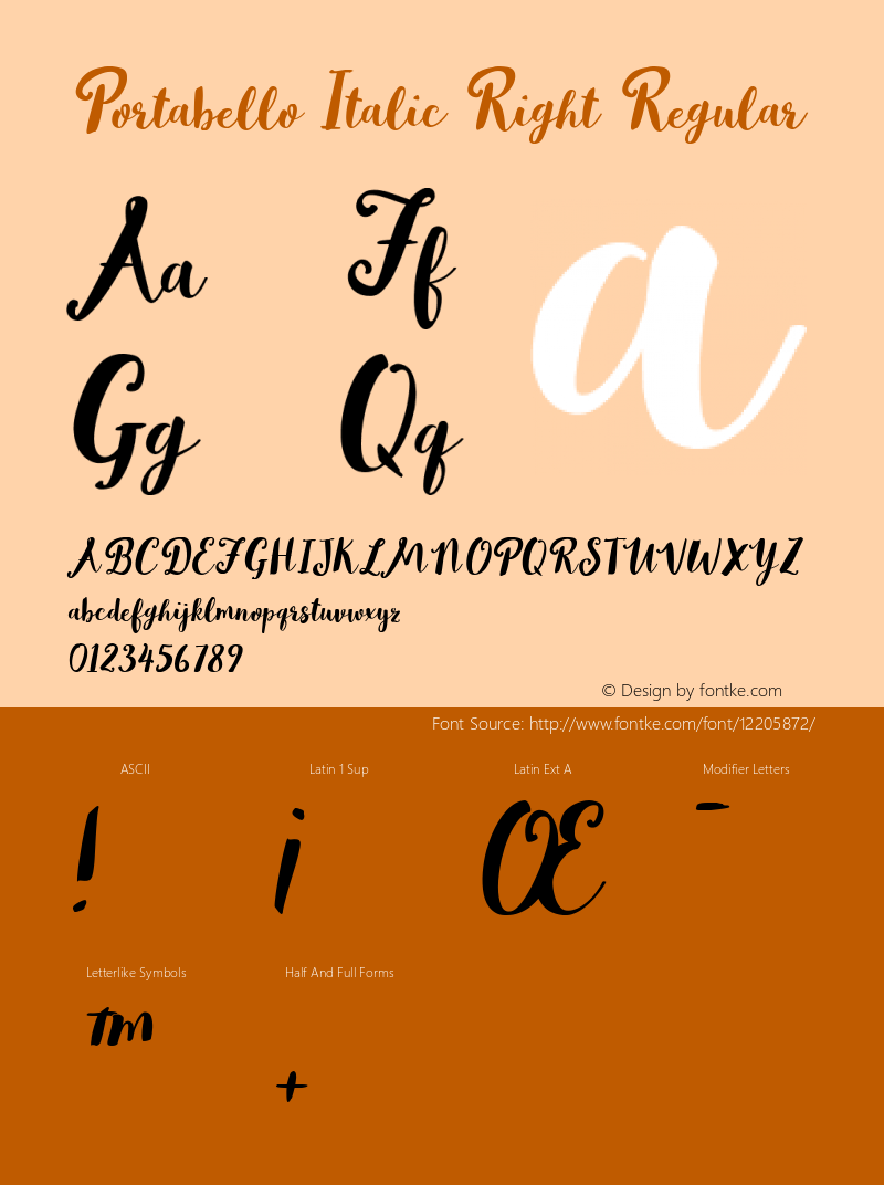Portabello Italic Right Regular Version 1.0 Font Sample