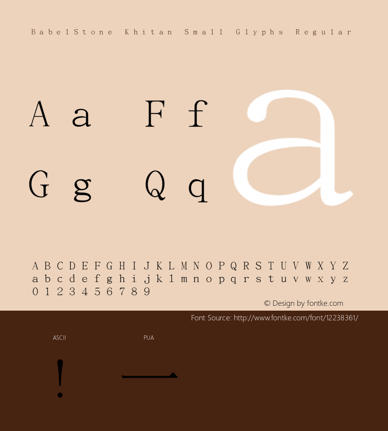 BabelStone Khitan Small Glyphs Regular Version 1.009 Font Sample