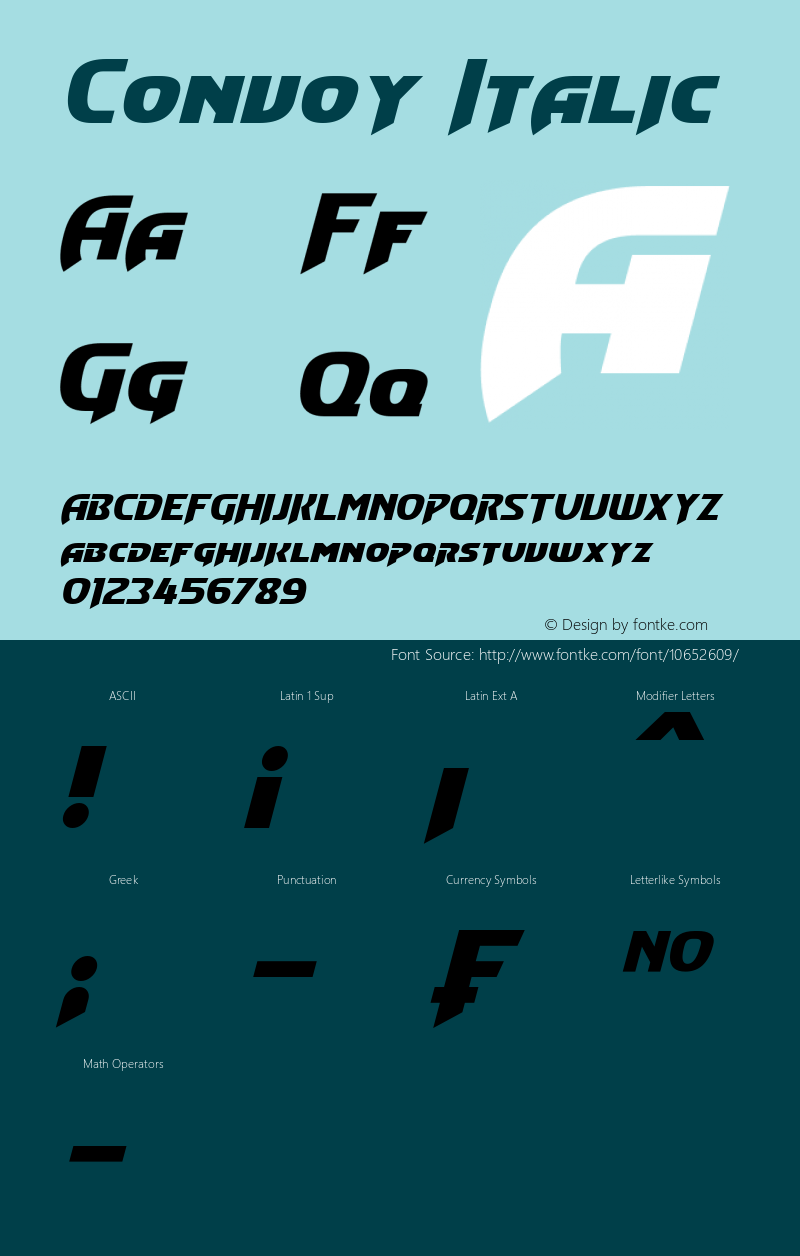 Convoy Italic Version 1.10 February 17, 2015 Font Sample