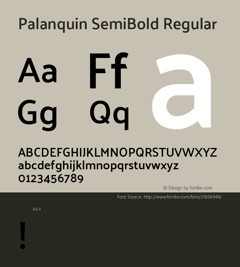 PalanquinSemiBold Version 1.0 Font Sample