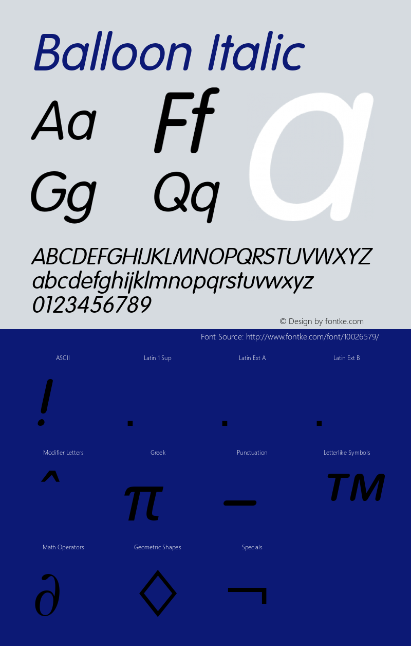 Balloon Italic Font Version 2.6; Converter Version 1.10 Font Sample