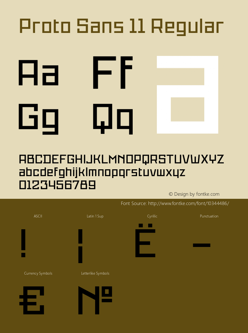 Proto Sans 11 Regular Unknown Font Sample