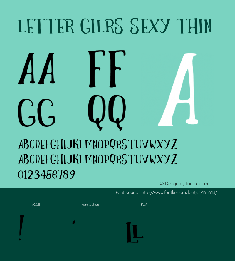 LETTERGILRSSEXY Version 1.000 Font Sample