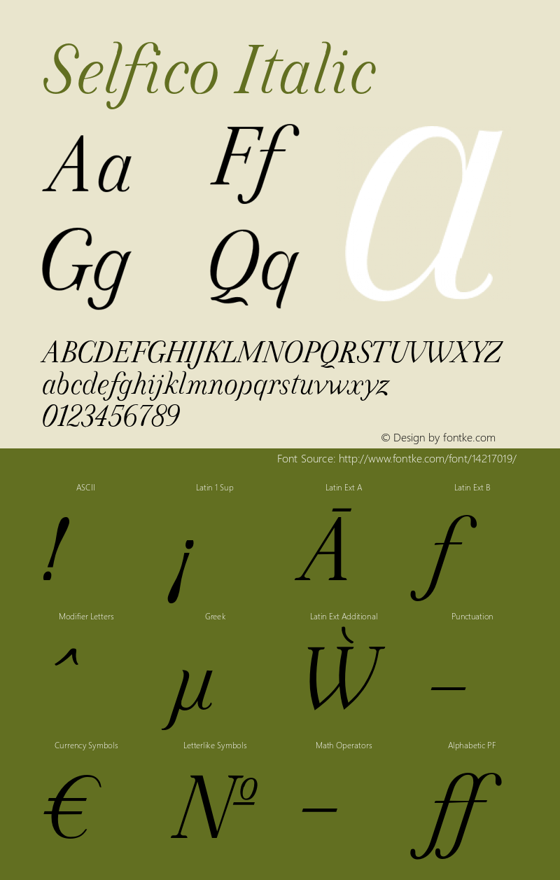 Selfico Italic Version 1.000;PS 001.001;hotconv 1.0.56 Font Sample