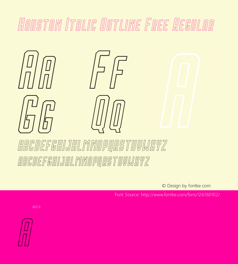 HoustonItalicOutlineFree Version Font Sample