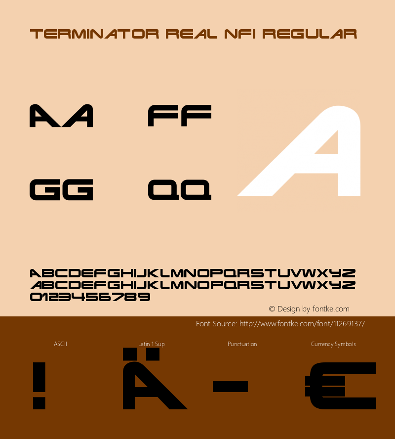 Terminator Real NFI Regular Version 002.000 Font Sample