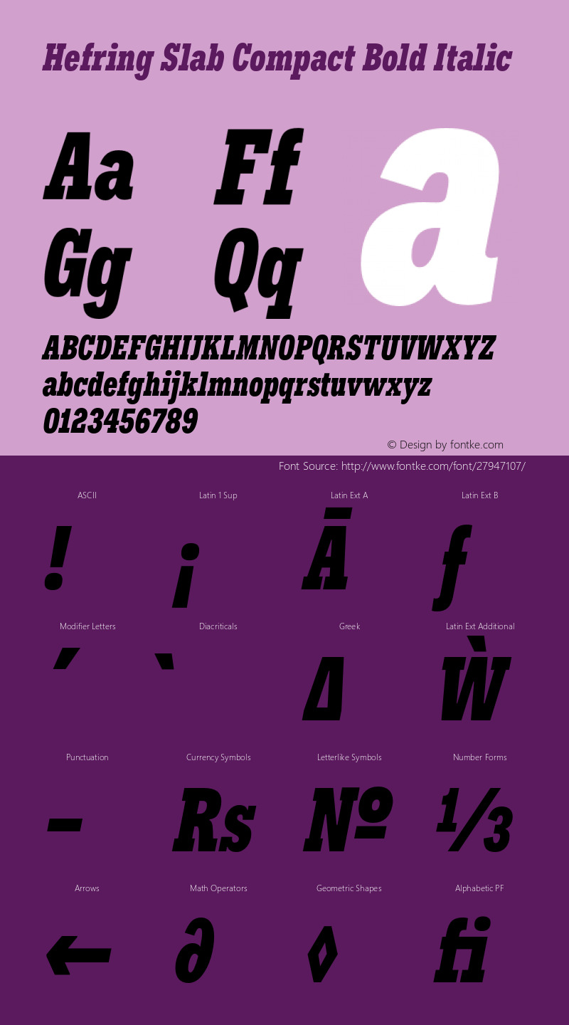 HefringSlab-CompactBoldItalic Version 1.000 Font Sample