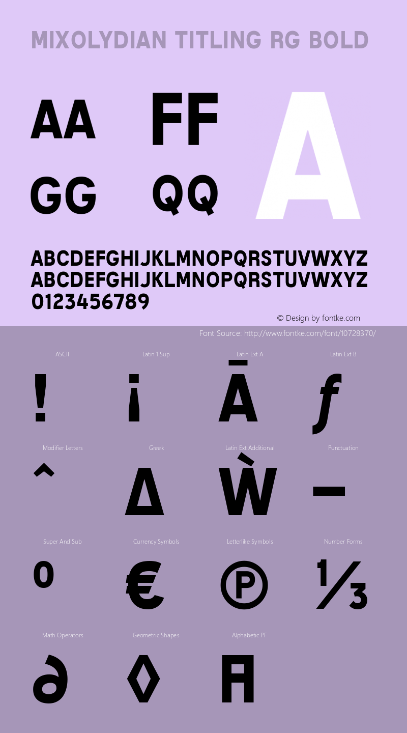 Mixolydian Titling Rg Bold Version 1.100 Font Sample