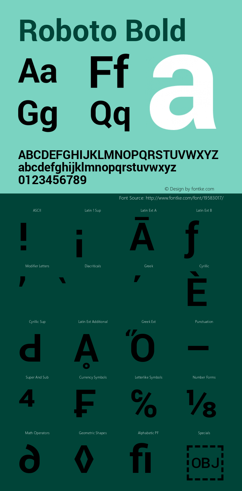 Roboto Bold Version 1.100141; 2013 Font Sample