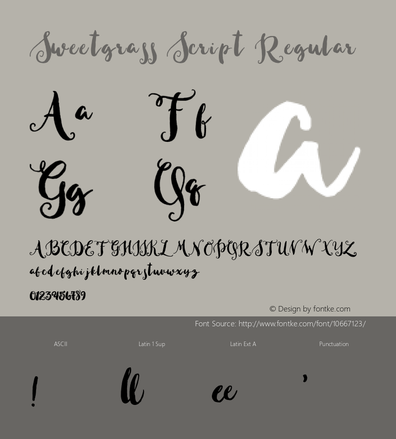 Sweetgrass Script Regular Version 1.000;PS 001.000;hotconv 1.0.70;makeotf.lib2.5.58329 Font Sample