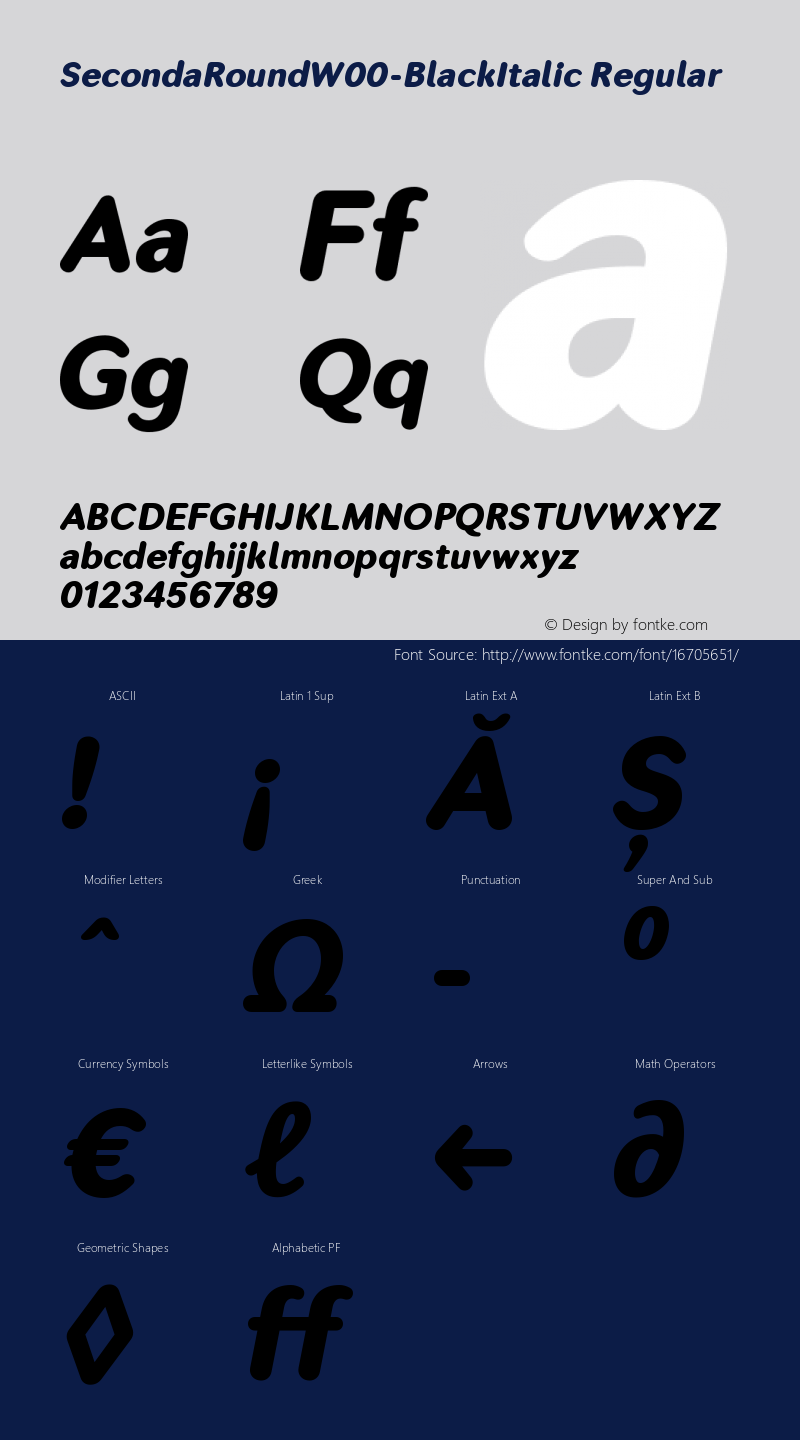 SecondaRoundW00-BlackItalic Regular Version 1.12 Font Sample