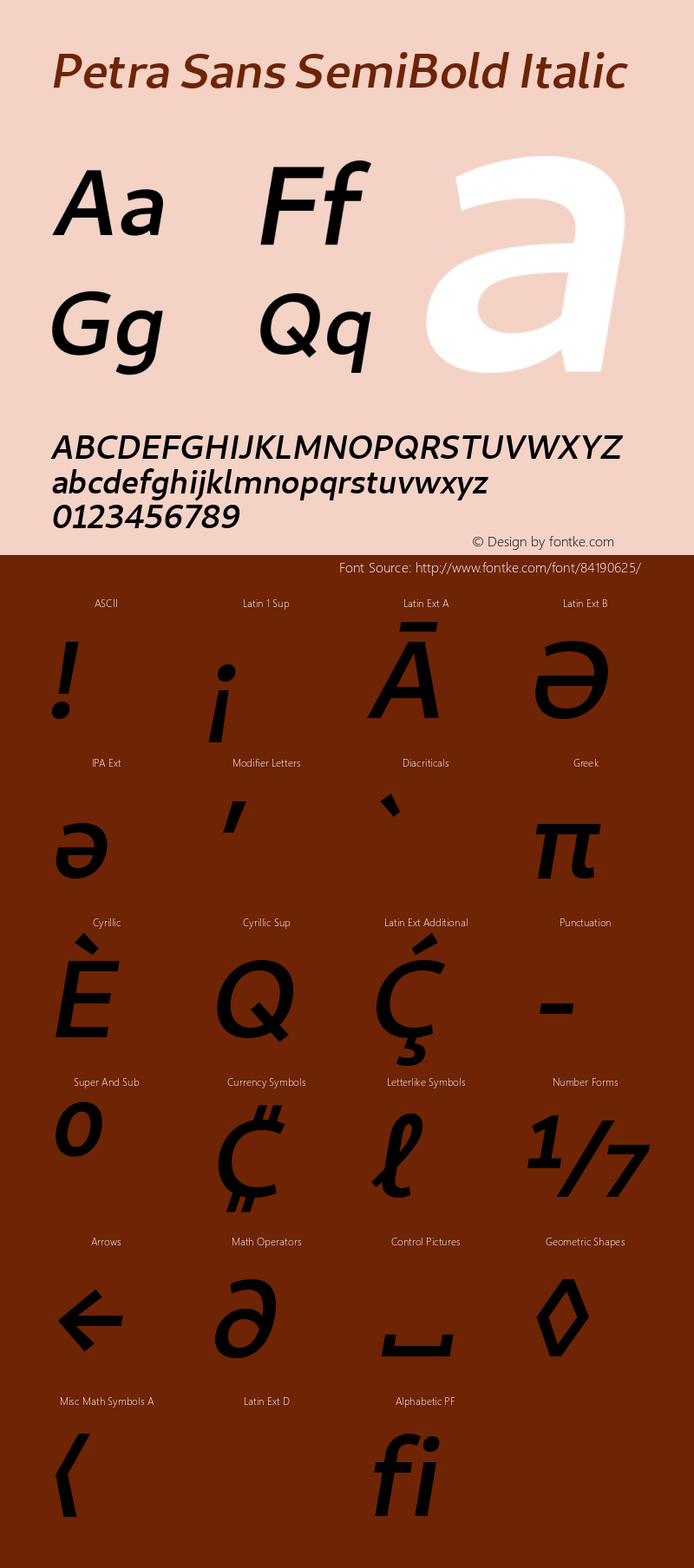 Petra Sans SemiBold Italic Version 0.111;October 20, 2020;FontCreator 13.0.0.2681 64-bit; ttfautohint (v1.8.3) Font Sample