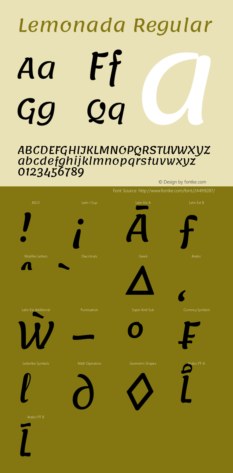 Lemonada Regular Version 4.002 Font Sample