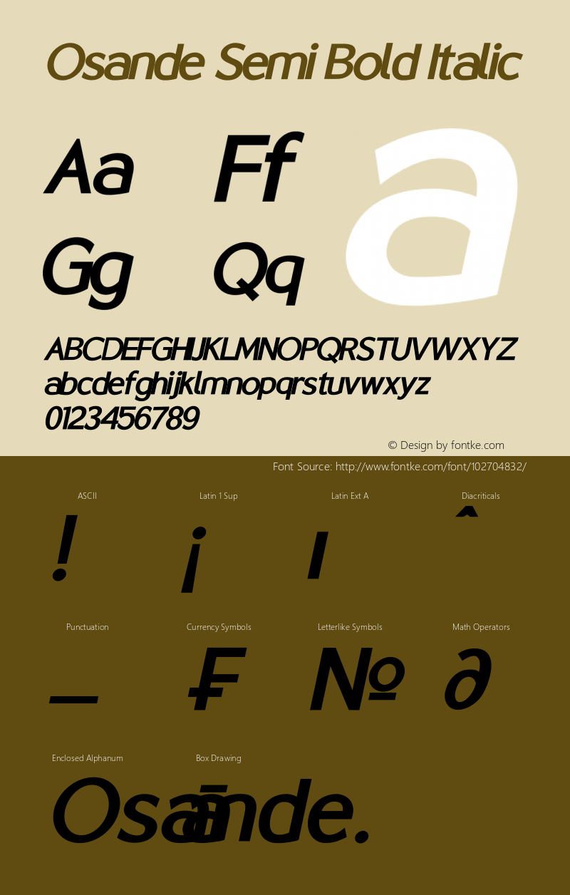 Osande Semi Bold Italic Version 1.00;January 25, 2021;FontCreator 13.0.0.2683 64-bit Font Sample