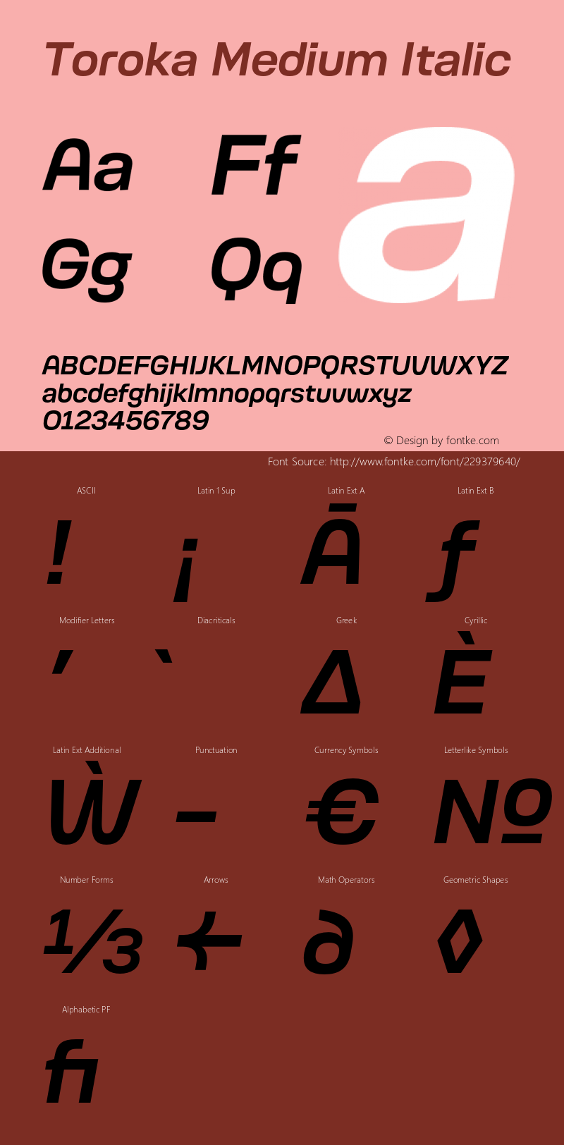 Toroka Medium Italic Version 001.000 April 2021图片样张